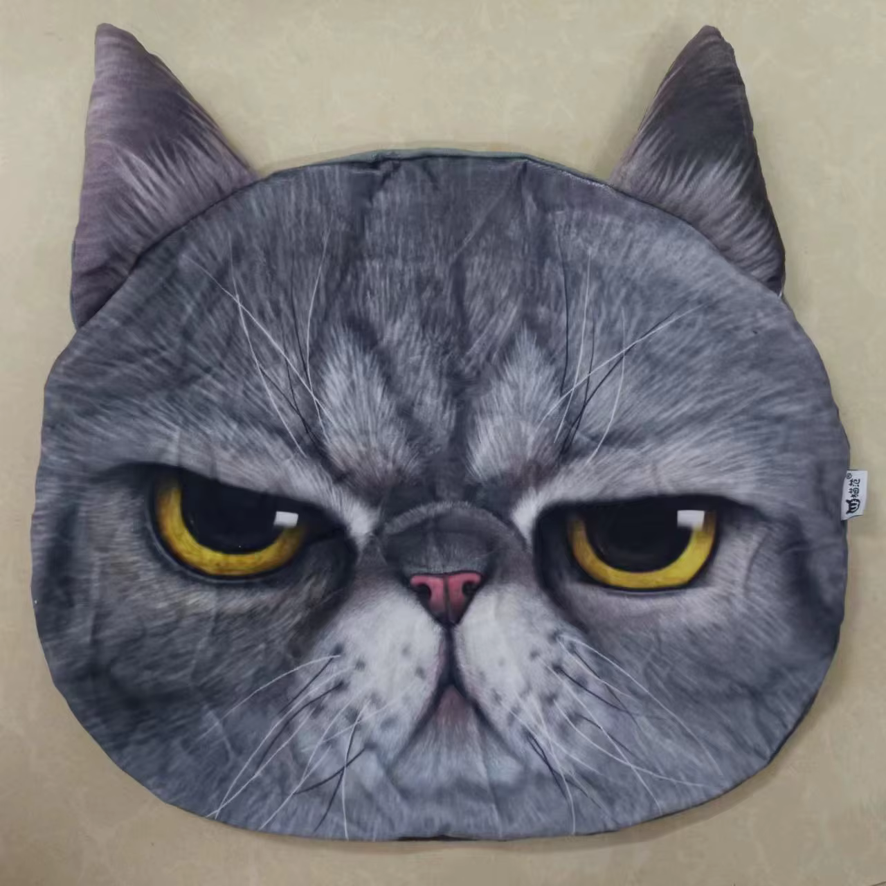 Coussin 3D en Forme de Tête de Chien et Chat Mignon de 35x36cm, Coussin Créatif de Sieste pour Canap