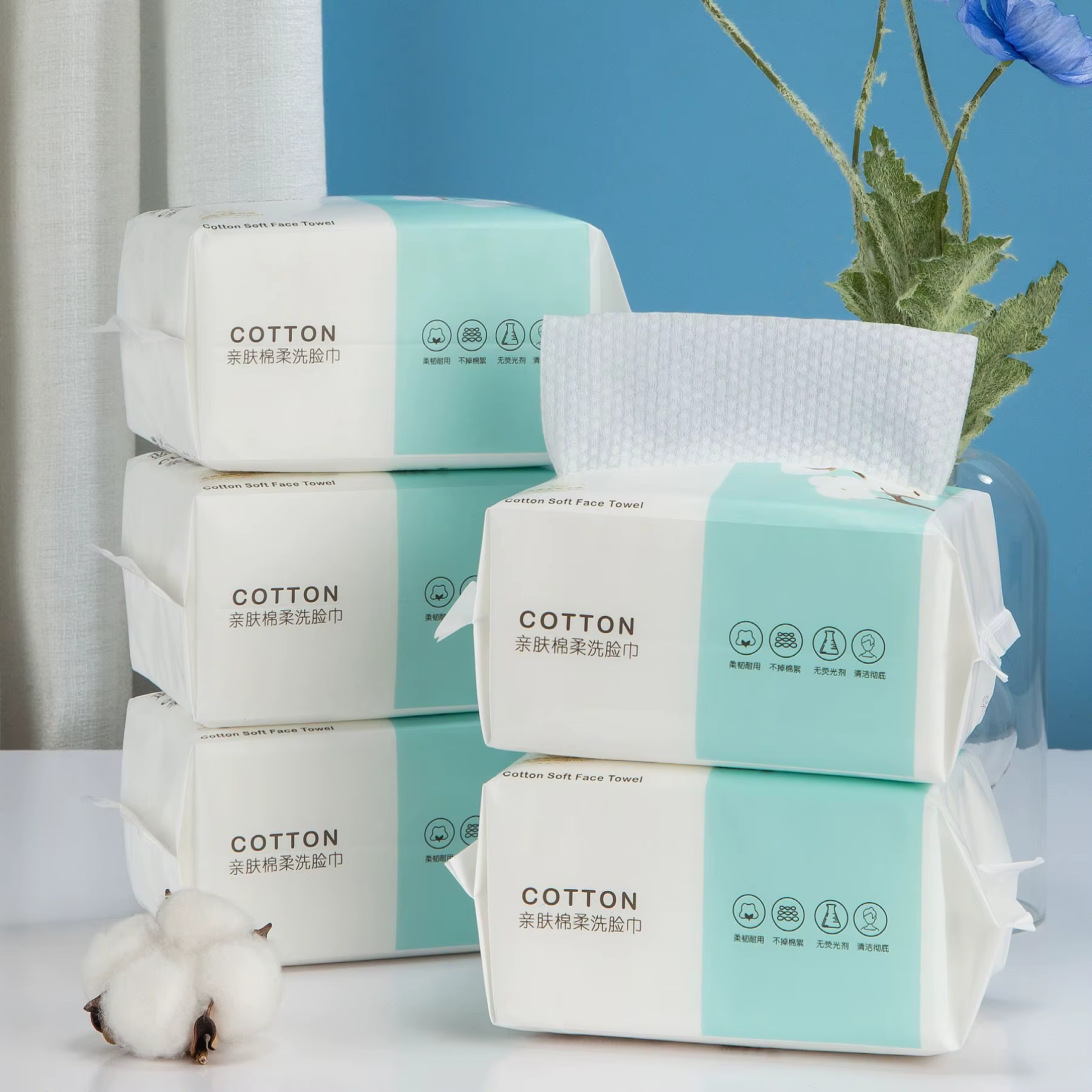 Tissu en coton jetable pour le visage, pour laver les lingettes sèches et douces, chiffons pour le v