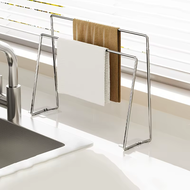 Organisateur d'évier de cuisine en acier inoxydable - porte-serviettes, porte-essuie-tout, égouttoir