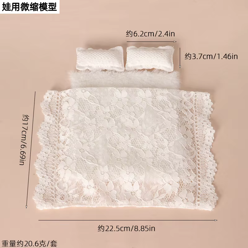 Ensemble de literie en dentelle blanche, mini couette, drap et accessoires de coussin pour maison de