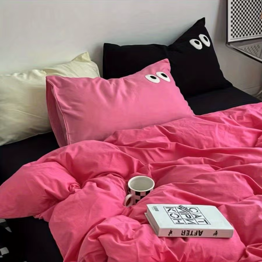 Ensemble de housse de drap et taie d'oreiller pour la maison, linge de lit monochrome, drap chaud, g