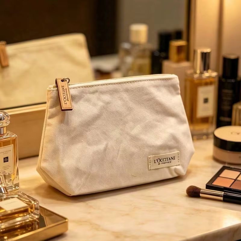 Sac L'Occitane en toile brodée Provence, sac fourre-tout doublé avec logo, pochette de rangement por