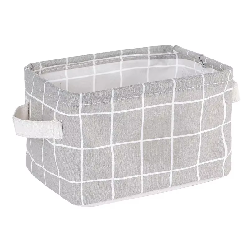 Panier de rangement Portable en coton et lin imprimé avec ceinture en tissu, armoire d'arrangement d