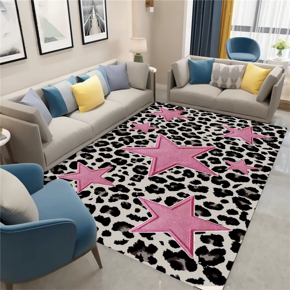 Tapis de sol antidérapant à motif léopard, tapis de sol doux et lavable, style rétro Y2k, pour décor