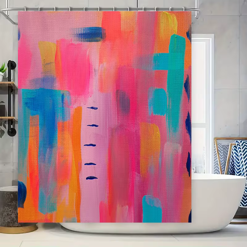Ensemble de rideaux de douche colorés brillants, Design moderne pour décor de salle de bain, tissu e
