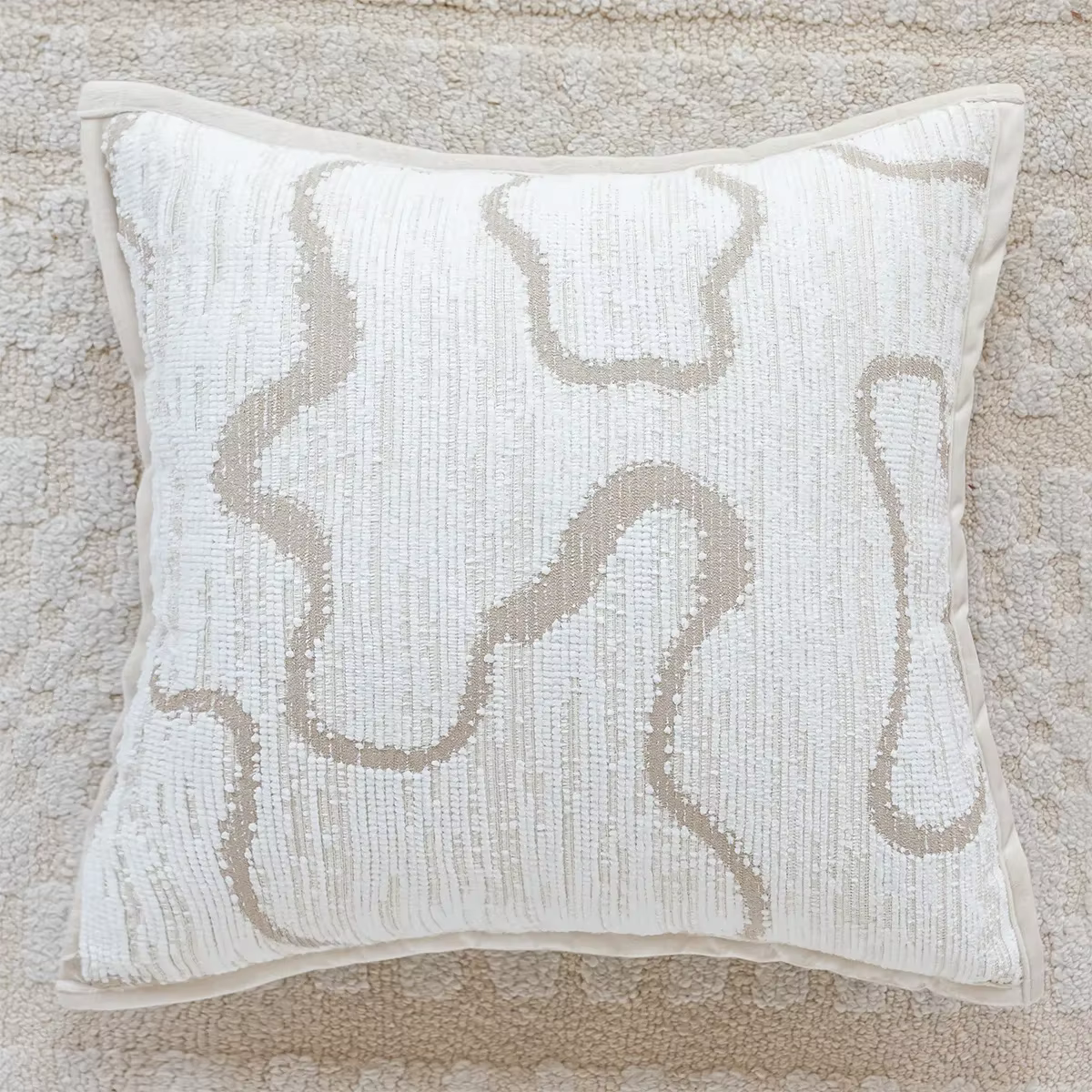 Juste de Coussin de Luxe en Fourrure Artificielle, Taie d'Oreiller en Chenille, Jacquard, Design Mod