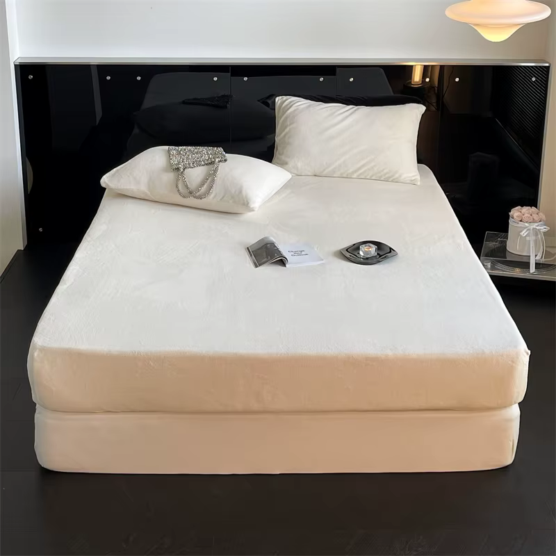 Drap-housse en flanelle douce pour l'hiver, protège-matelas en polaire avec bande élastique, linge d