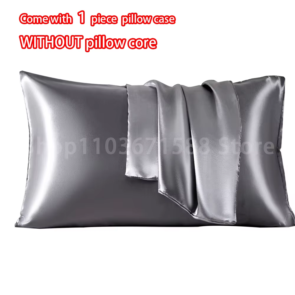 Taie d'oreiller en Satin, 1 pièce, respirante, douce, fermeture d'enveloppe, couleur unie, accessoir