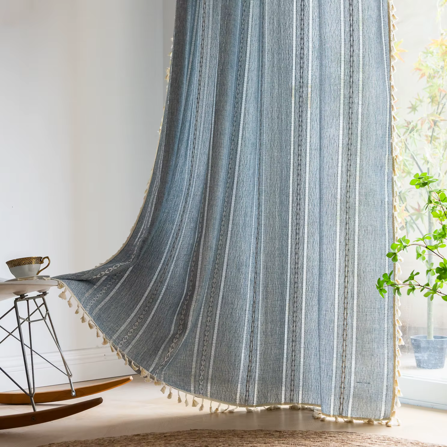 Rideau Boho pour chambre à coucher, salle à manger et cuisine, broderie texturée chic bohème, décor 