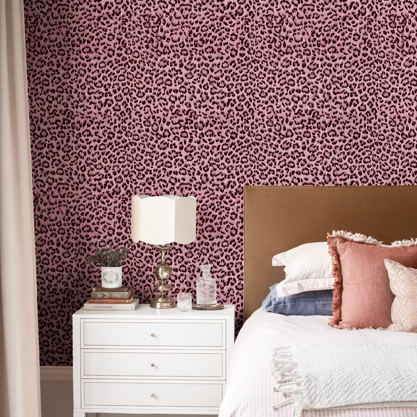 Papier peint classique imprimé léopard Rose, autocollant mural imperméable à décoller et à coller po