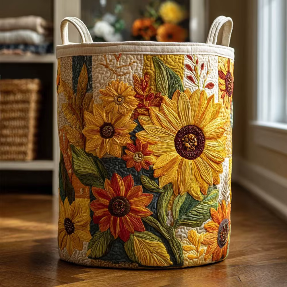 Panier à linge matelassé style bohème, 14x18 pouces, en tissu floral, panier de rangement pour vêtem