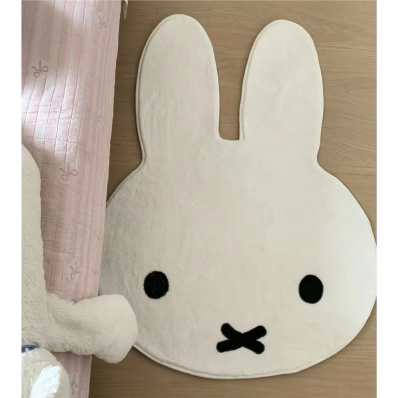 Tapis de sol pour chambre à coucher de filles, motif lapin Miffy aux grandes oreilles, tapis de chev