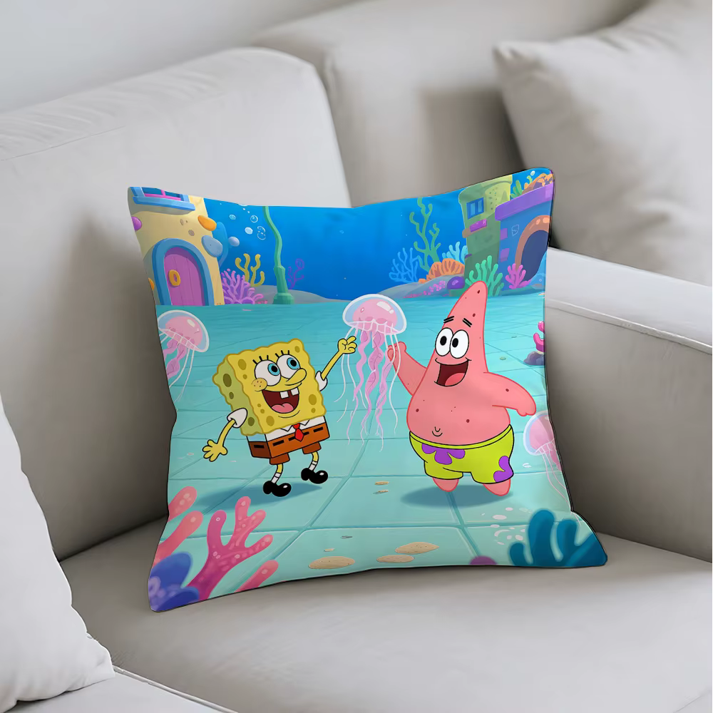 Housse de coussin pour oreillers de lit, Kawaii SpongeBobs, taies d'oreiller décoratives, décoration