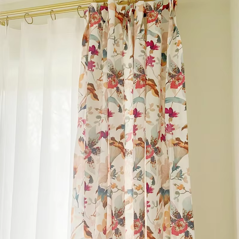 Rideaux de fenêtre jeunesse occultants pour chambre à coucher, style Ins, baie vitrée, imprimé flora