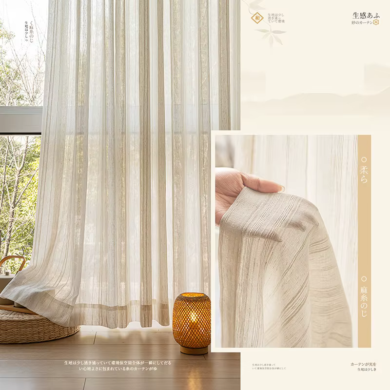 Rideaux transparents en lin pour salon, Tulle épais rayé pour fenêtre, pour chambre à coucher, couve