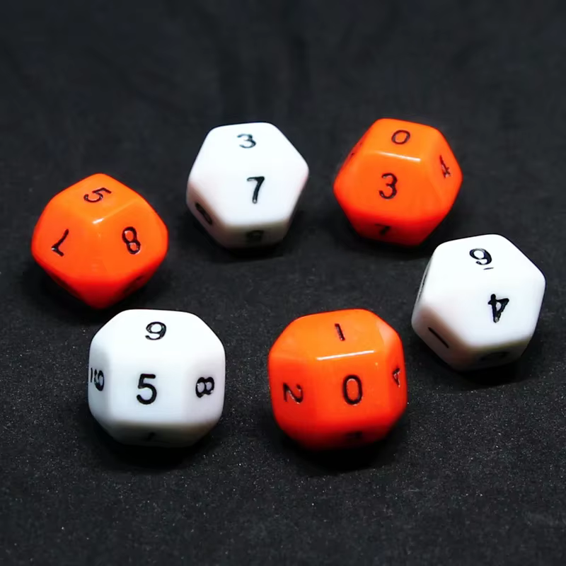 Jeu de Puzzle de dés numériques, 10 pièces, dés à 10 faces 0-9, accessoire de jeu numérique, acryliq