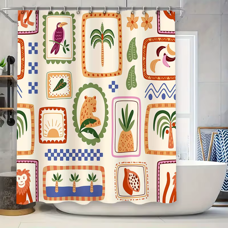 Rideau de salle de bain décoratif avec imprimé animal exotique – ajout parfait pour votre décor de m