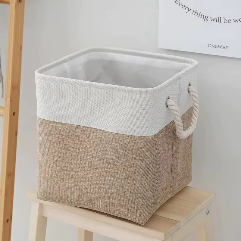 Panier de tri de produits ménagers, panier de rangement en tissu de lin, boîte de rangement de jouet