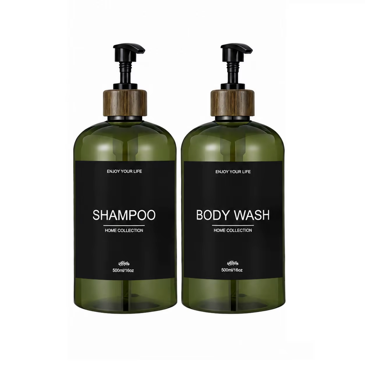 Distributeur de douche élégant vert pour salle de bain, ensemble de flacons pompe rechargeables pour