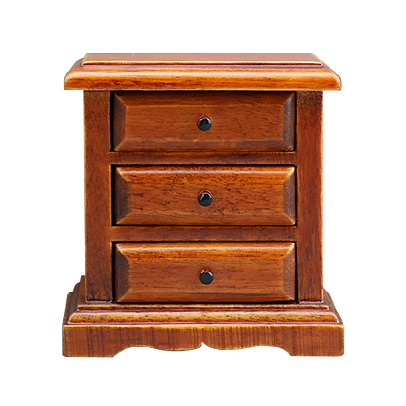 1 pièce bricolage accessoires 1:12 maison de poupée Miniature châtain Table de chevet commode armoir