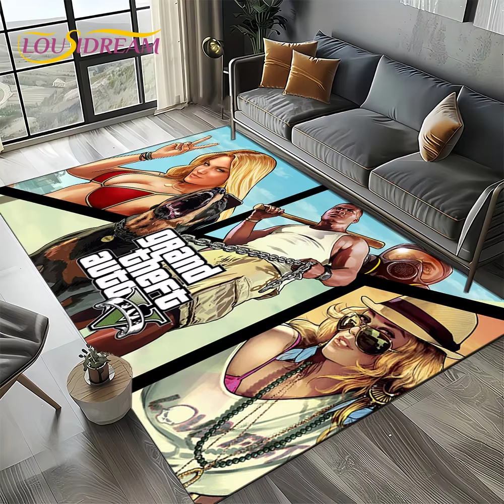 Tapis de jeu Grand Theft Auto GTA 6 pour salon, chambre à coucher, décoration de canapé, tapis pour 
