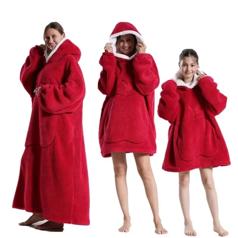 Couverture super longue en glouton pour hommes et femmes, sweats à capuche avec manches, sweat-shirt