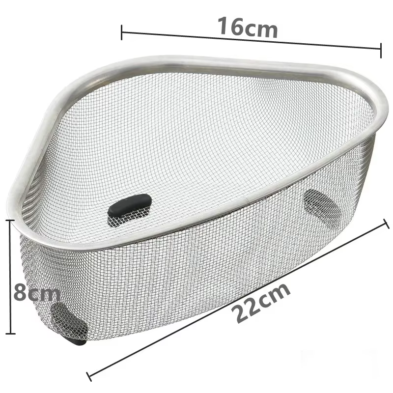 Panier de vidange d'évier de cuisine, Triangle en acier inoxydable, passoire de bassin d'eau, débris
