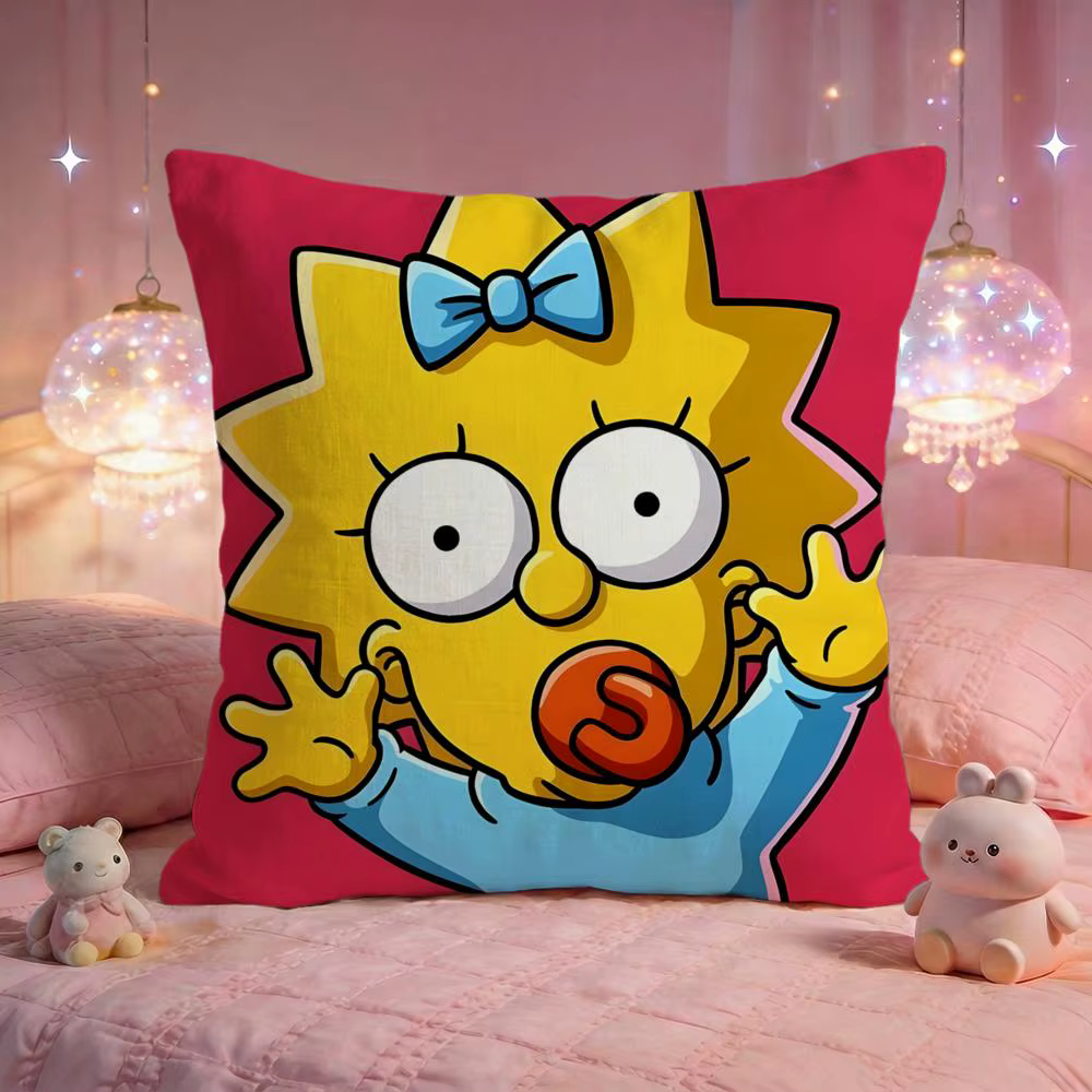 Housse de coussin amusante The S-Simpsonss, confort premium, réversible, design deux en un, pour tou