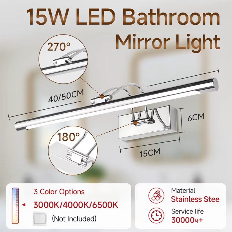 Lampe murale LED miroir, luminaire mural moderne pour salle de bain, bande lumineuse décorative, 40C