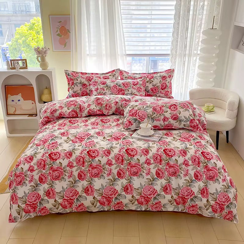 Housse de couette imprimée fleurs, taille simple/queen/king, ensemble de housses de couette douces e