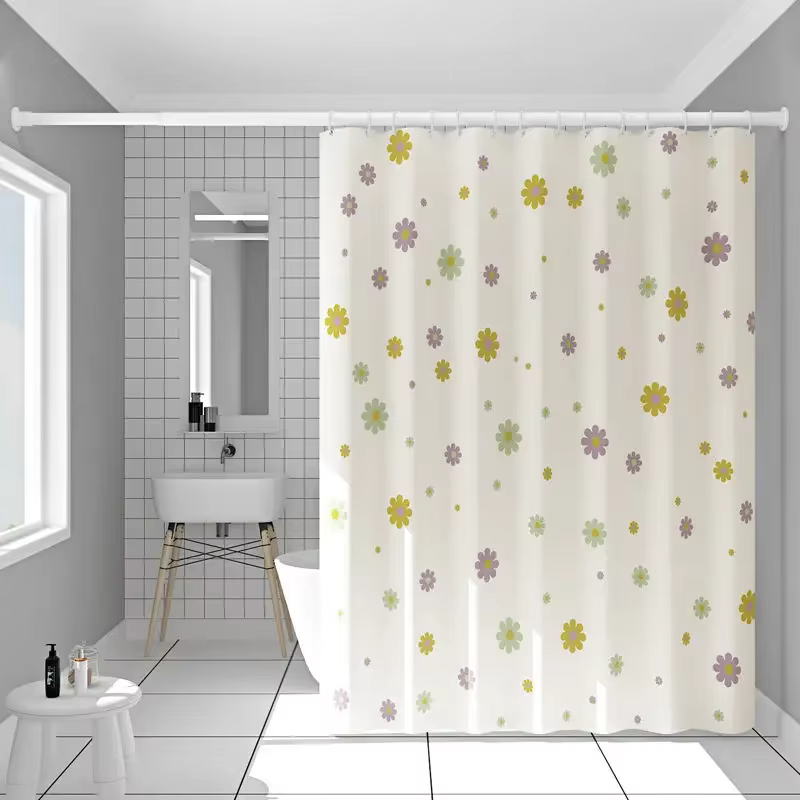 Rideaux de douche 180cm PEVA imperméable à l'eau Floral classique rideau de bain décor blanc lavable