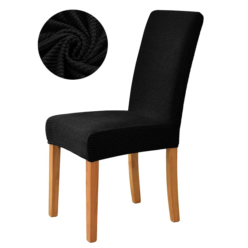 Housse de chaise de salle à manger en Jacquard, élastique, couleur unie, pour siège, taille universe