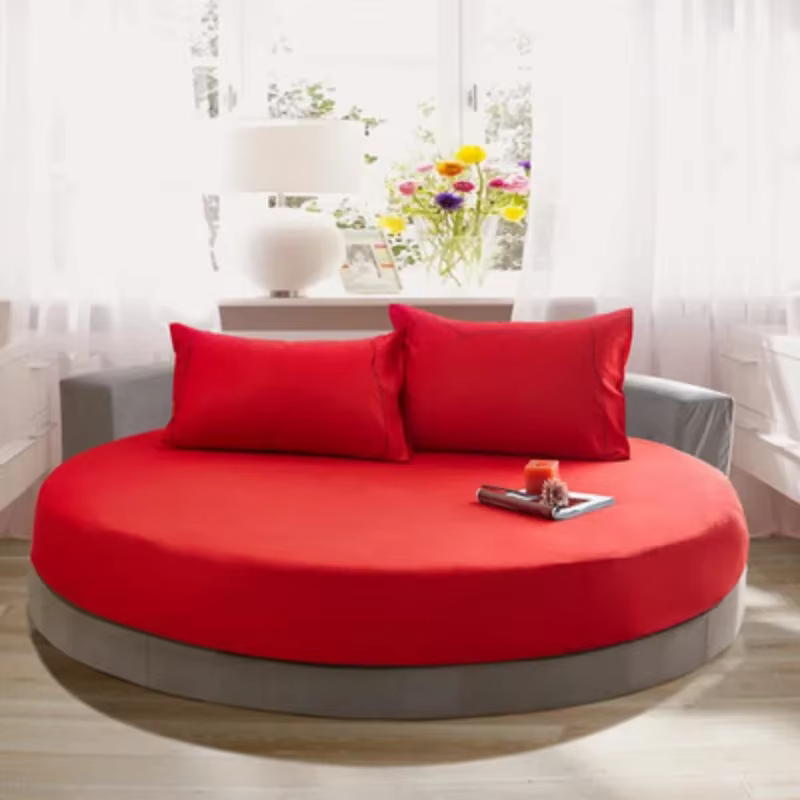 Drap-housse 100% coton pour matelas rond, motif uni romantique et tendance, couvre-lit pour matelas 