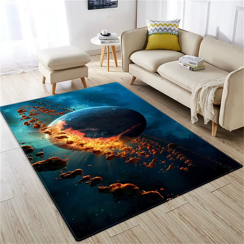 Tapis planète spatiale ciel étoilé, tapis d'illusion pour salon, décoration de la maison, chambre à 