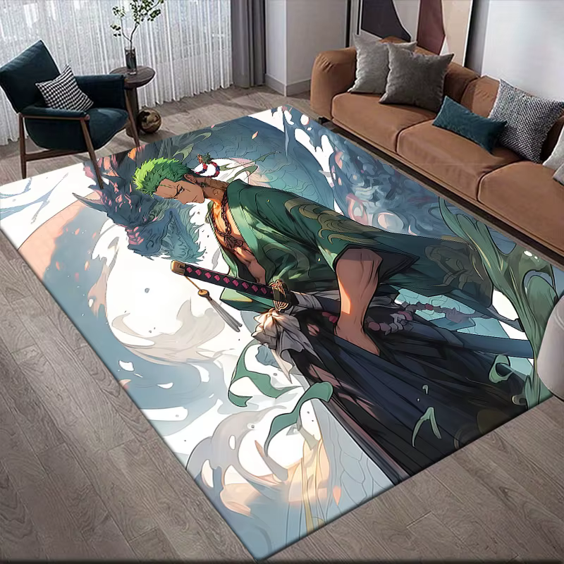 Tapis antidérapant One Piece Zoro & Luffy, tapis rectangulaire pour chambre à coucher, salle de jeux