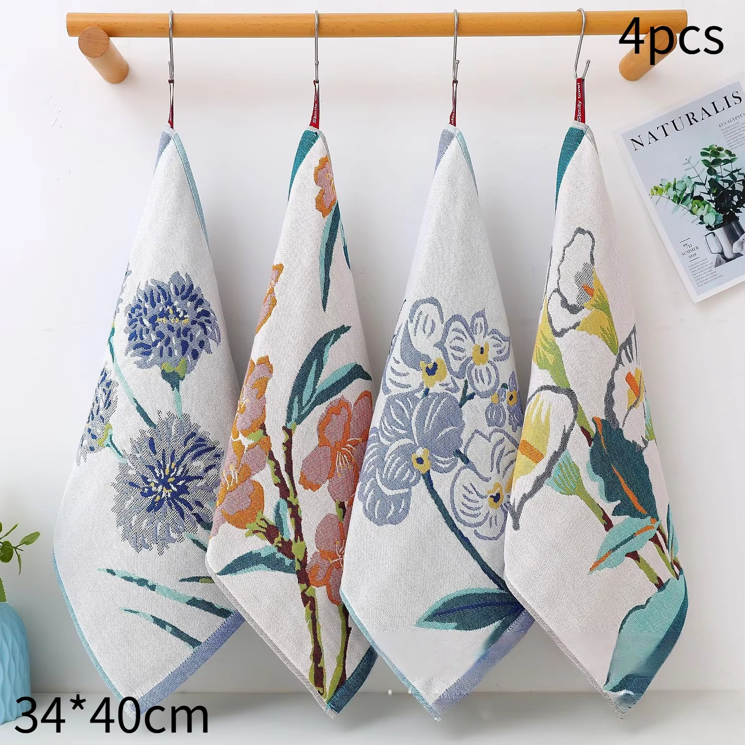 Grande serviette de cuisine 34x40cm, gaze de coton à 4 couches ​   Torchon en pur coton, serviette à