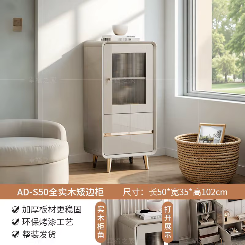 Meuble TV de Rangement pour Chambre à Coucher en Bois Massif, Petit Meuble TV Blanc Moderne et Intel