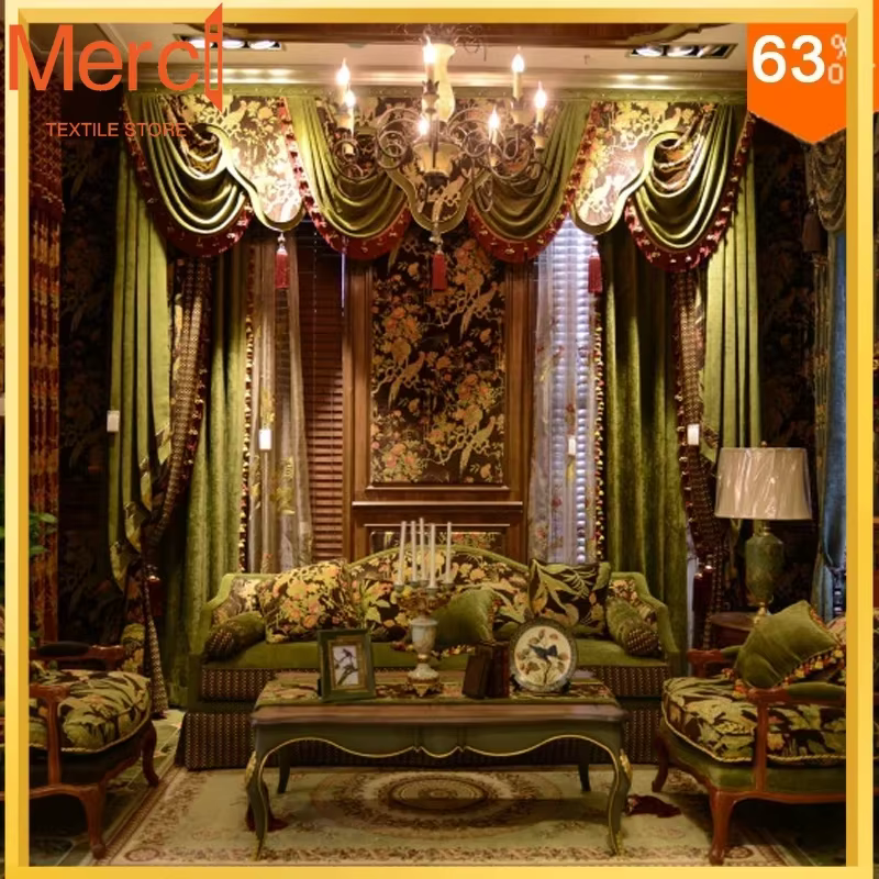 Rideaux de cantonnière de luxe dans le salon, jardin Secret, fenêtre de Villa luxueuse, drapeau de p