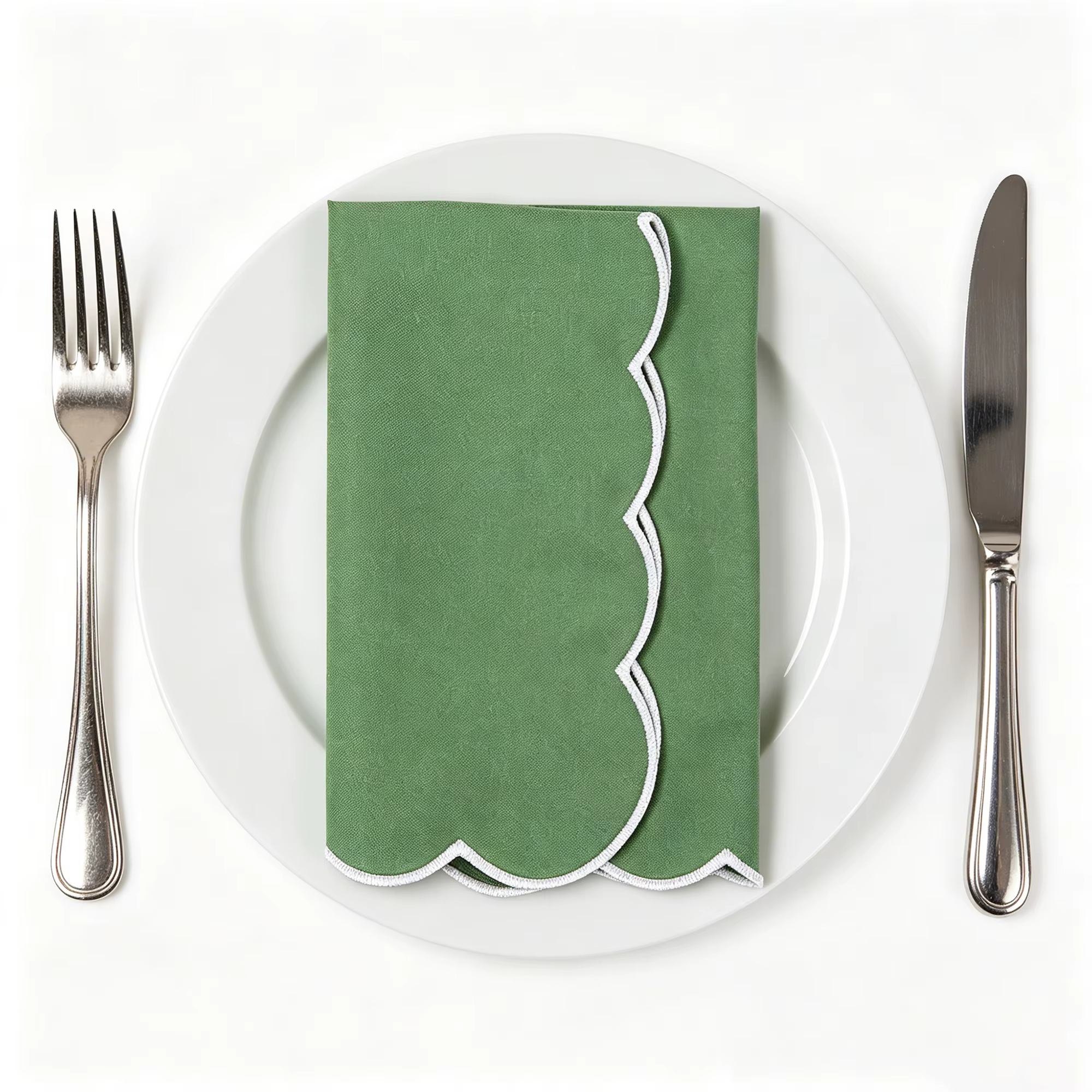 1 pièce de serviette en coton et lin, serviettes en tissu brodées à bord festonné 16x16 pouces pour 