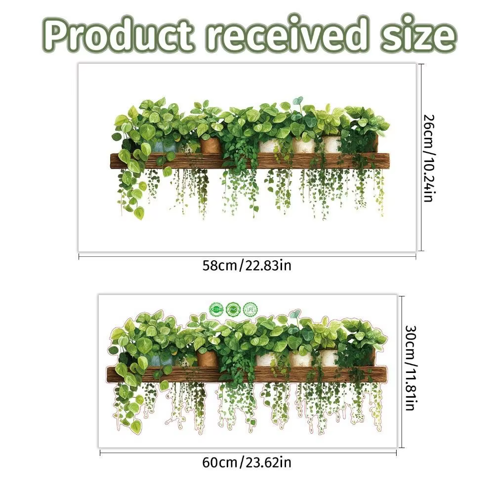 Autocollants muraux en forme de panier suspendu avec plantes vertes pour la décoration du salon, de 