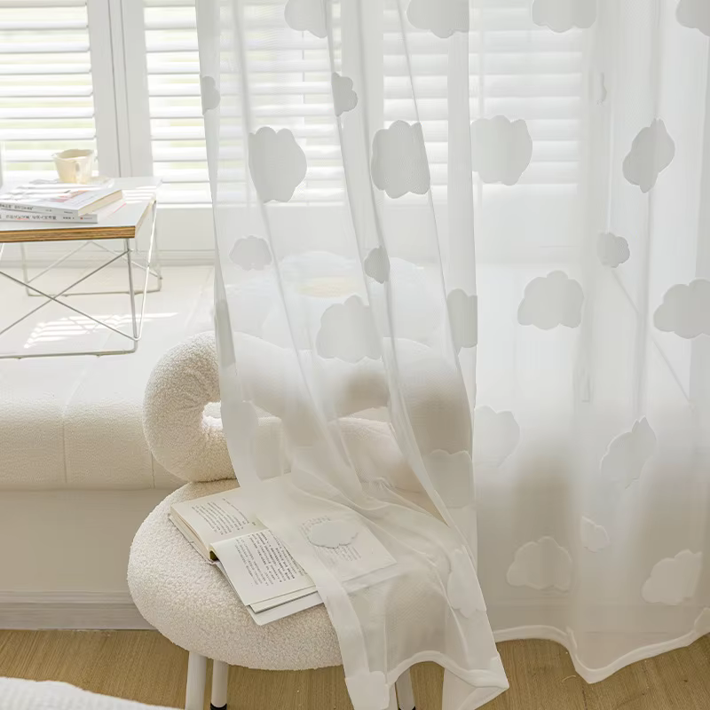 Rideaux en Tulle nuage blanc pour enfants, 1 panneau, pour chambre d'enfants, traitement de fenêtre 