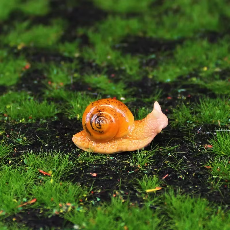 Figurines d'escargot artificielles Kawaii, Mini escargots Orange, décoration d'aquarium/pot de fleur
