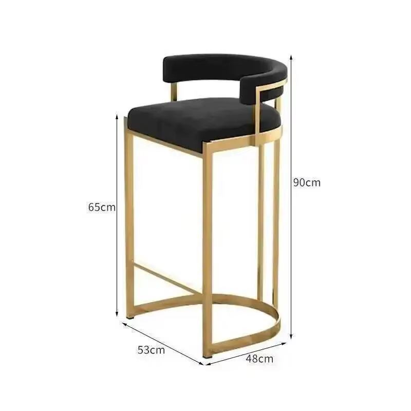 Chaise de bar de luxe rembourrée pour cuisine, tabouret tendance avec dossier incurvé, structure en 