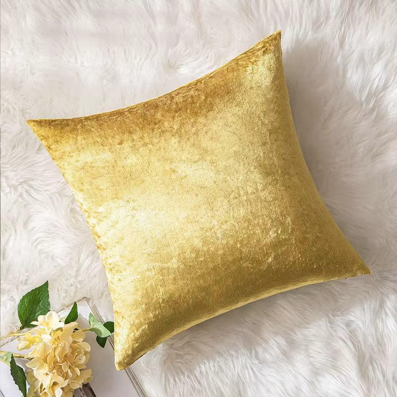 Housse de coussin carrée en velours doré, 70 × 70cm, taie d'oreiller de luxe douce pour canapé-lit, 