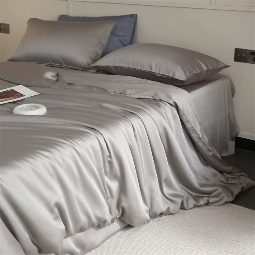 Parure de lit en soie de mûrier de luxe, 100% soie naturelle, comprenant housse de couette, drap et 