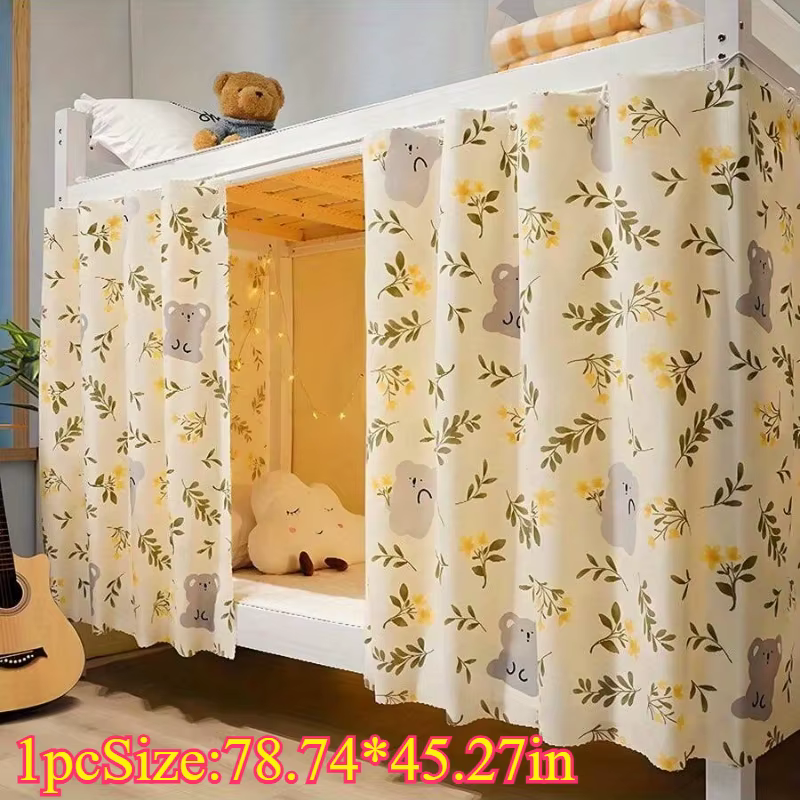 1 panneau, rideau de lit occultant, superposé supérieur et inférieur dans le dortoir des étudiants, 