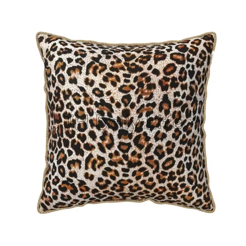 Housse de coussin en fausse fourrure imprimé léopard, taie d'oreiller en velours doux, 18x18 pouces,