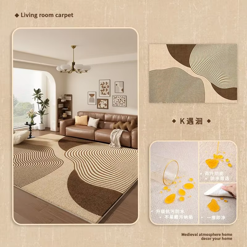 Tapis de salon couleur crème, décoration de luxe légère pour la maison, chambre à coucher, grande ta