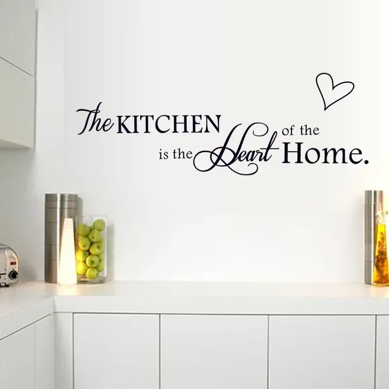 Autocollants Muraux en Vinyle avec Inscription "La Cuisine est un Cœur", Décoration Murale pour la M