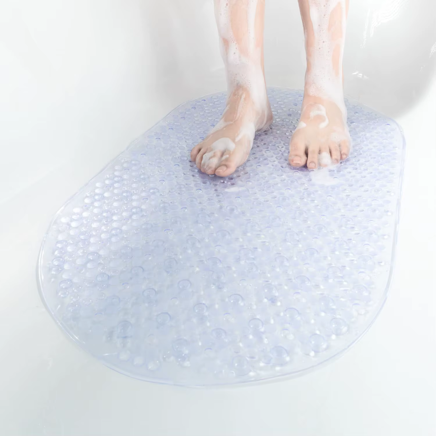 Tapis de douche antidérapant 69x38cm, 1 pièce, ovale à bulles, pour salle de bain, lavable en Machin